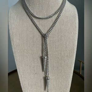 Rhodium plated Spiked Lariat necklace